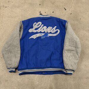 NFL (Logo athletic) - Detroit Lions Team NFL Varsity Jacket 1990s Size Large